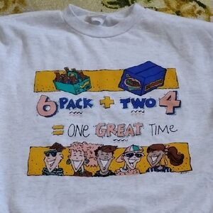 Vintage XL Men's Grey Funny Beer Alcohol Cartoon Canada Sweatshirt Liquor 90s